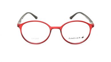 Red Round Unisex Eyeglasses (FT1282UFP4MRDV|50)