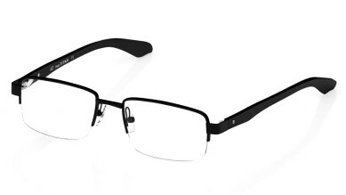 Black Rectangle Semi-Rimmed Eyeglasses  (E1443A1A1|52)