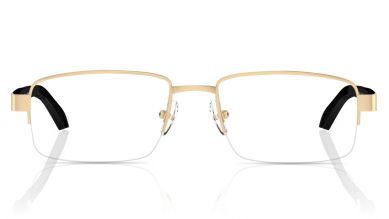 Gold Rectangle Semi-Rimmed Eyeglasses  (E1443B1A1|52)