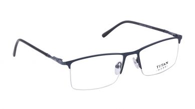 Blue Rectangle Semi-Rimmed Eyeglasses (EW1007MHM1|52)