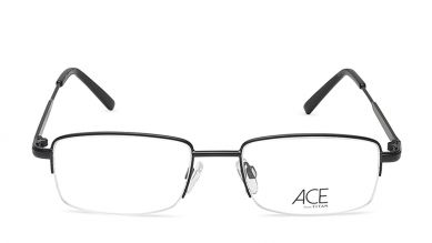 Black Rectangle Semi-Rimmed Eyeglasses (EW1015MHM1|52)