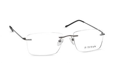 Gun metal Wayfarer Rimless Eyeglasses (EW1045MRM1|53)