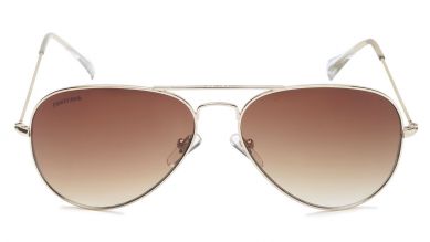 Gold Aviator Men Sunglasses (M165BR3|57)