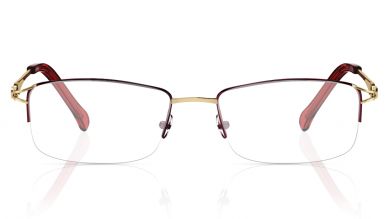 Maroon Gold Rectangle Semi-Rimmed Eyeglasses (T1784B1A1|52)