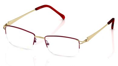 Maroon Gold Rectangle Semi-Rimmed Eyeglasses (T1784B1A1|52)