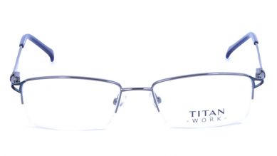 Blue Rectangle Semi-Rimmed Eyeglasses (T1784C1A1|52)