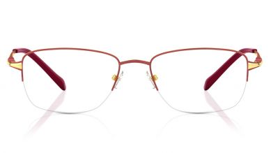 Maroon Rectangle Semi-Rimmed Eyeglasses (T2325A1A1|50)