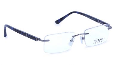 Silver Rectangle Rimless Eyeglasses (T2427B1A1|53)
