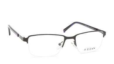 Black Rectangle Semi-Rimmed Eyeglasses (TC1001MHM1|53)