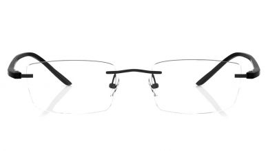 Black Rectangle Rimless Eyeglasses (TR1138A1A1|56)
