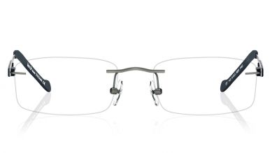 Gun Metal Rectangle Rimless Eyeglasses (TR1142A1A1|52)