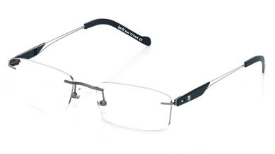 Gun Metal Rectangle Rimless Eyeglasses (TR1142A1A1|52)