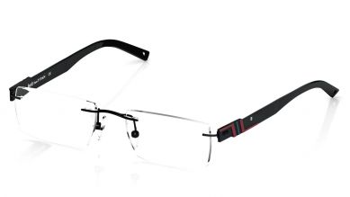 Black Rectangle Rimless Eyeglasses  (TR1190A1A1|52)