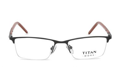 Black Rectangle Semi-Rimmed Eyeglasses (TR1202B1A1|52)