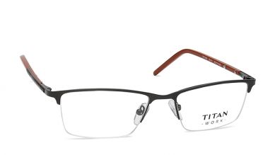 Black Rectangle Semi-Rimmed Eyeglasses (TR1202B1A1|52)