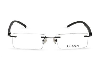 Black Rectangle Rimless Eyeglasses (TR1240MRM1|53)