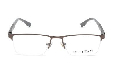 Black Rectangle Semi-Rimmed Eyeglasses (TR1243MHM1|53)