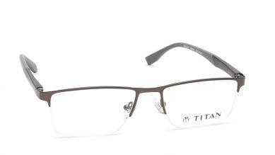 Black Rectangle Semi-Rimmed Eyeglasses (TR1243MHM1|53)