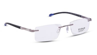 Silver Rectangle Rimless Eyeglasses (TS1009MRP1|52)