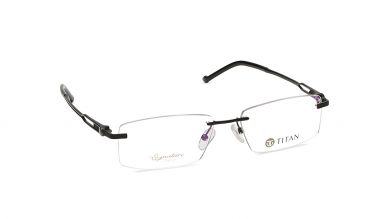 Black Rectangle Rimless Eyeglasses (TS1028MRM3|54)