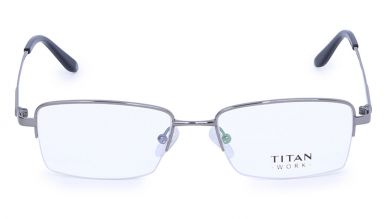 Silver Rectangle Semi-Rimmed Eyeglasses (TW1031MHM1|52)