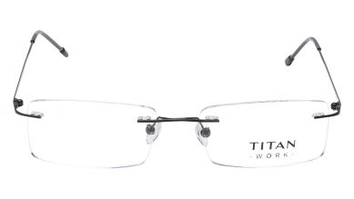 Black Rectangle Rimless Eyeglasses (TW1085MRM1|51)