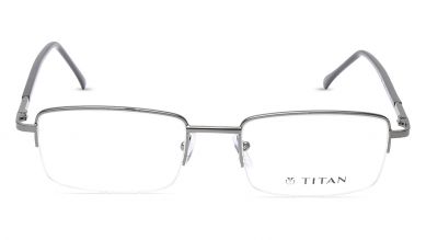 Silver Rectangle Semi-Rimmed Eyeglasses (TW1088MHM1|52)
