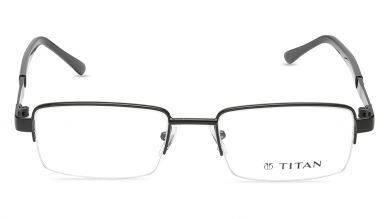 Black Rectangle Semi-Rimmed Eyeglasses (TW1090MFM1|51)