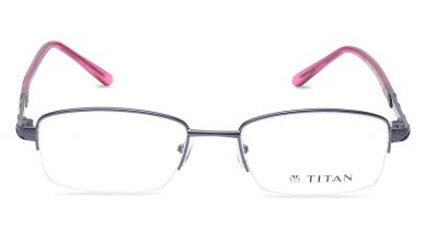 Purple Rectangle Semi-Rimmed Eyeglasses (TW1099WHM1|50)