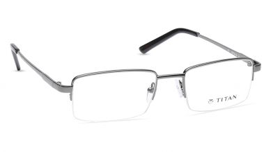 Silver Rectangle Semi-Rimmed Eyeglasses (TW1119MHM1|51)