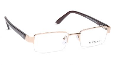Gold Rectangle Semi-Rimmed Eyeglasses (TW1122WHM1|49)