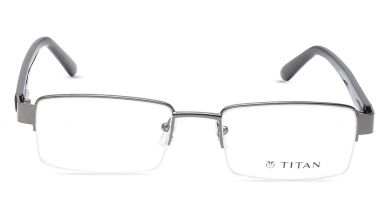 Silver Rectangle Semi-Rimmed Eyeglasses (TW1123MHM2|53)