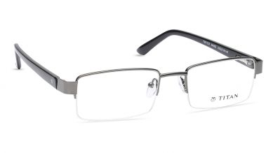 Silver Rectangle Semi-Rimmed Eyeglasses (TW1123MHM2|53)