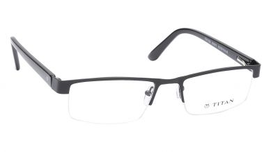 Black Rectangle Semi-Rimmed Eyeglasses (TW1128MHM1|52)