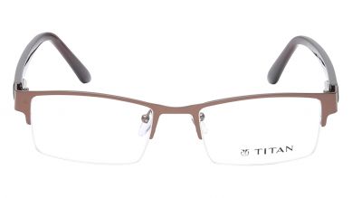 Brown Rectangle Semi-Rimmed Eyeglasses (TW1129MHM1|50)