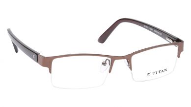 Brown Rectangle Semi-Rimmed Eyeglasses (TW1129MHM1|50)