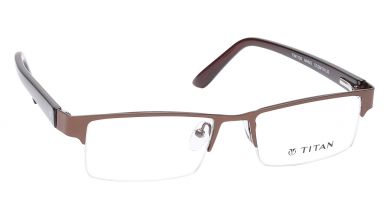 Brown Rectangle Semi-Rimmed Eyeglasses (TW1130MHM2|51)